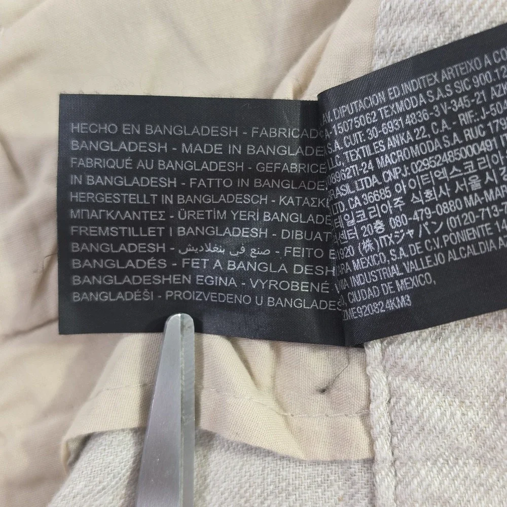 Zara 100% Linen Pants Mens 30x28 Natural Beige Pleated Chino Relaxed Fit NWT